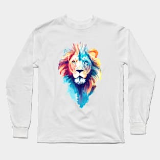 Lion Wild Nature Animal Colors Art Paint Long Sleeve T-Shirt